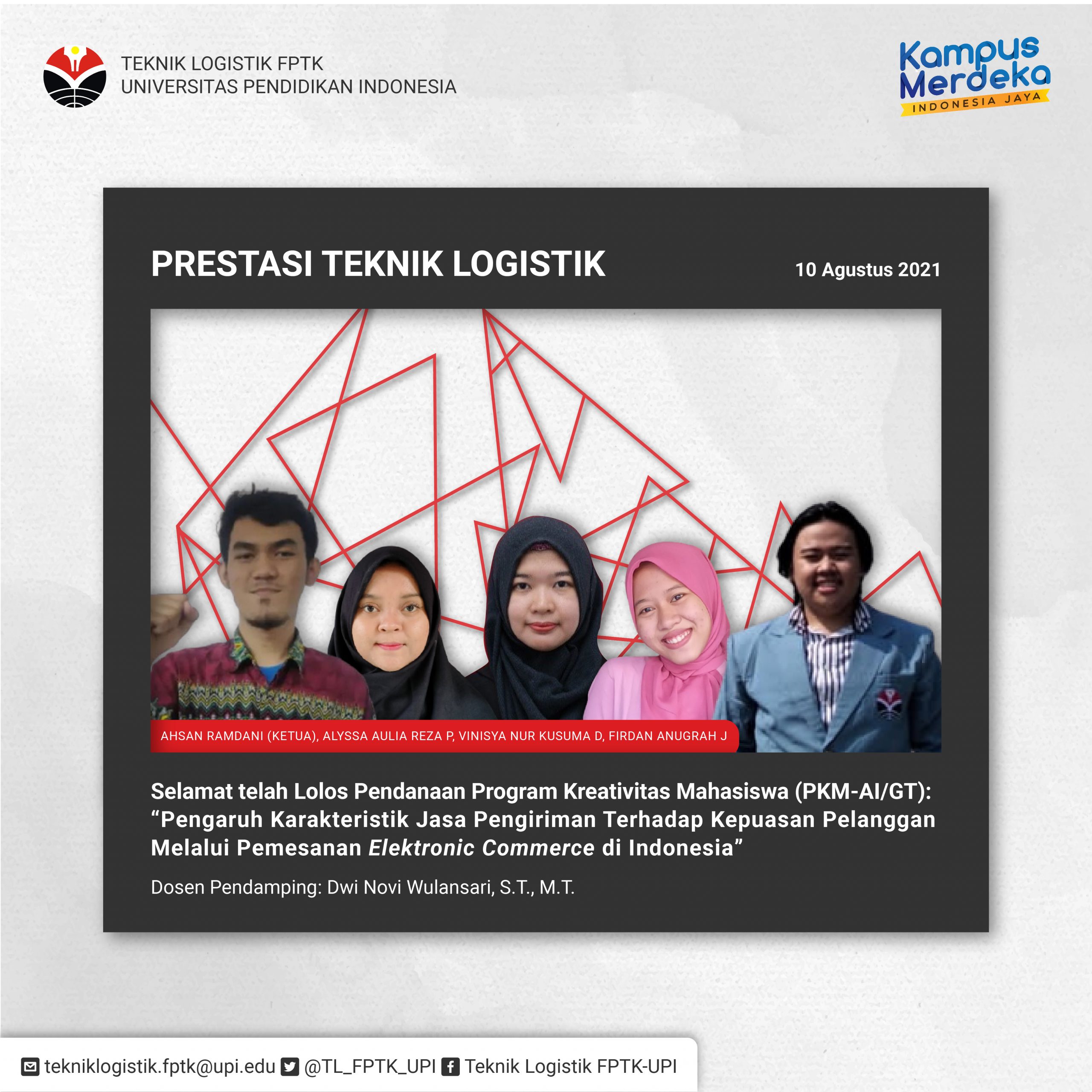 Read more about the article Selamat! Tim PKM-AI Teknik Logistik FPTK UPI Berhasil Meraih Pendanaan Tahun 2022